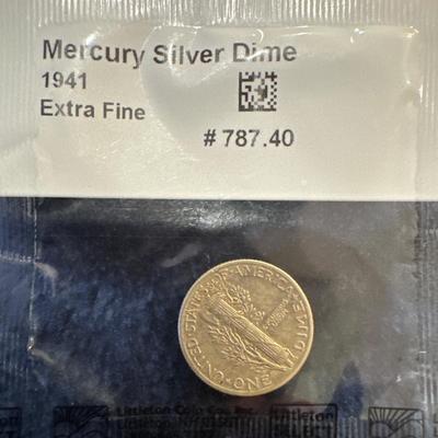 1941 MERCURY SILVER DIME XF