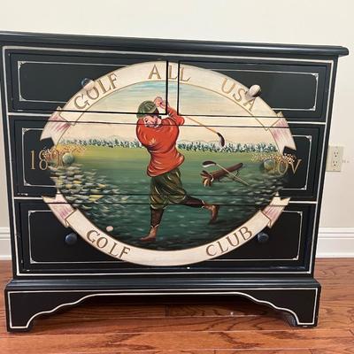 Hand Painted Golf Chest Of Drawers