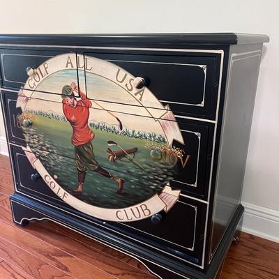 Hand Painted Golf Chest Of Drawers