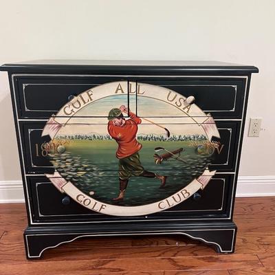 Hand Painted Golf Chest Of Drawers