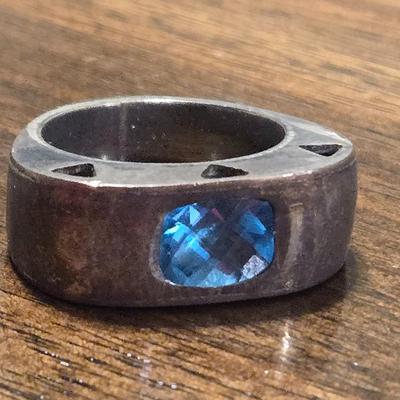 Artist Made Sterling Silver & Aquamarine Ring