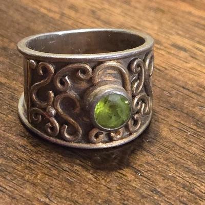 Sterling Silver and Peridot Ring