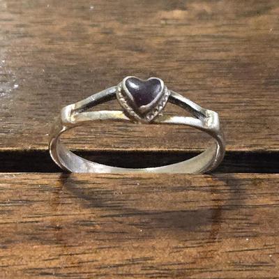 Sterling Silver and Black Onyx Heart Ring