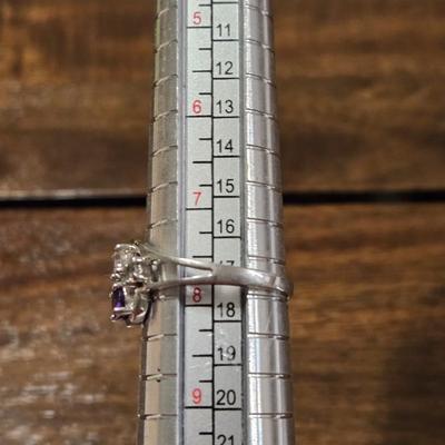 Sterling Silver NF Thailand Cubic Zirconia & Amethyst Ring