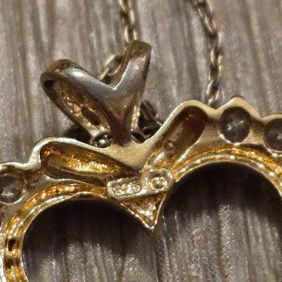 Gold over Sterling Silver Necklace with Cubic Zirconia Heart Pendant