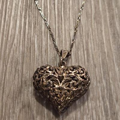 Sterling Silver Chain with unmarked Silver Heart Pendant