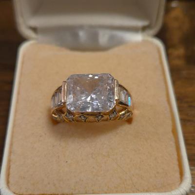 Gold over Sterling Silver Cubic Zirconia Ring