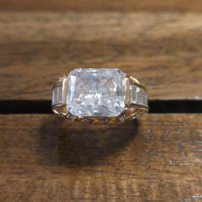 Gold over Sterling Silver Cubic Zirconia Ring