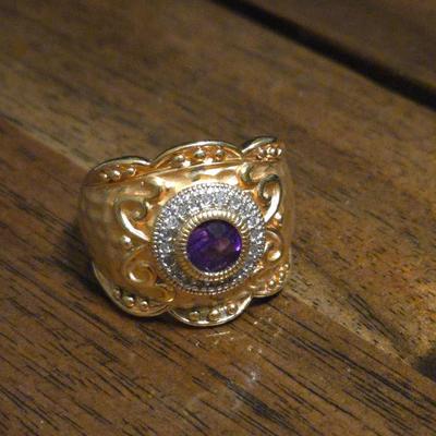 Gold over Sterling Silver Amethyst Ring