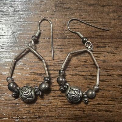 Sterling Silver Flower Necklace and Earrings