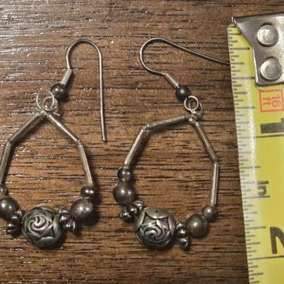 Sterling Silver Flower Necklace and Earrings