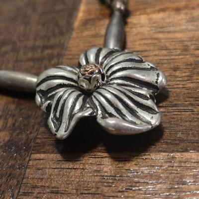Sterling Silver Flower Necklace and Earrings