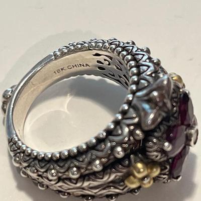 Barbara Bixby 925 & 18k Sterling Silver Flower Ring