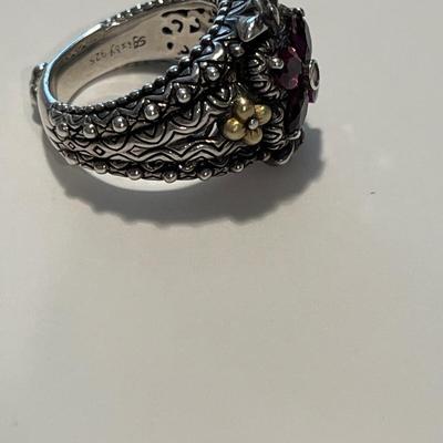 Barbara Bixby 925 & 18k Sterling Silver Flower Ring