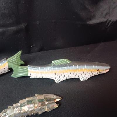 WOOD AND METAL DECORATIVE FISH