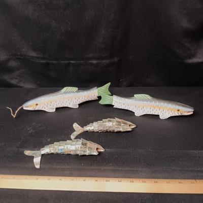 WOOD AND METAL DECORATIVE FISH