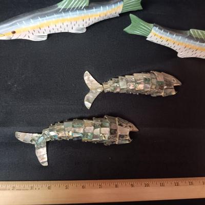 WOOD AND METAL DECORATIVE FISH