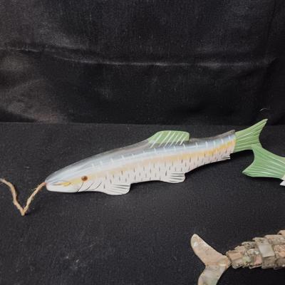 WOOD AND METAL DECORATIVE FISH
