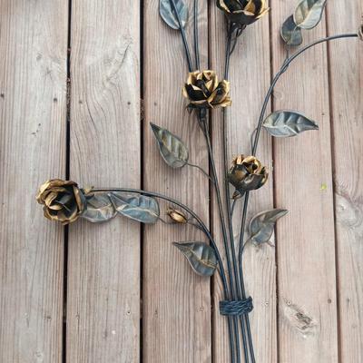 LARGE METAL ROSE WALL HANGING