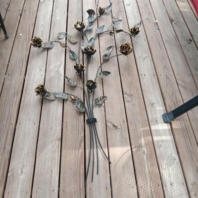 LARGE METAL ROSE WALL HANGING