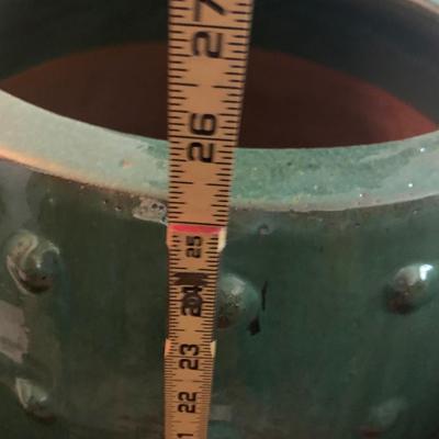 PAIR of Large Green Glazed Planters 2’ Tall!