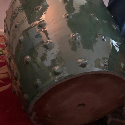 PAIR of Large Green Glazed Planters 2’ Tall!