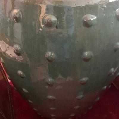 PAIR of Large Green Glazed Planters 2’ Tall!