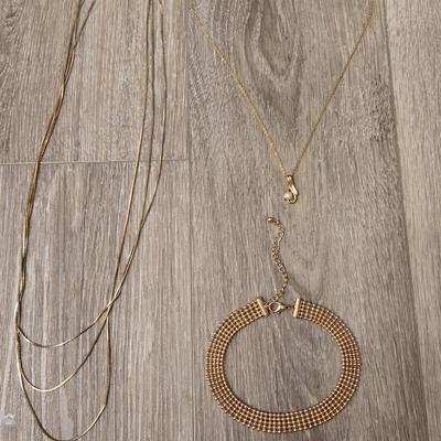 (3) Gold Tone Necklaces