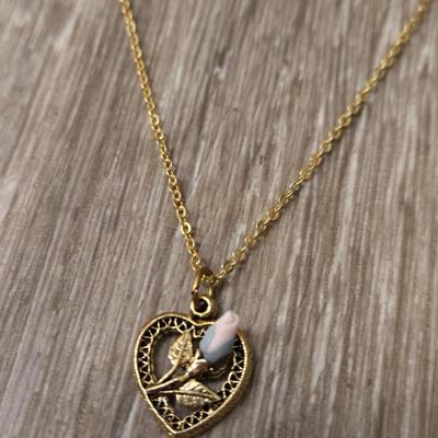 Rose Necklace and Earrings Set