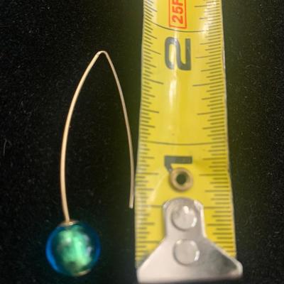 14k Yellow Gold Green Venetian Glass Bolivian Bracelet & Earrings