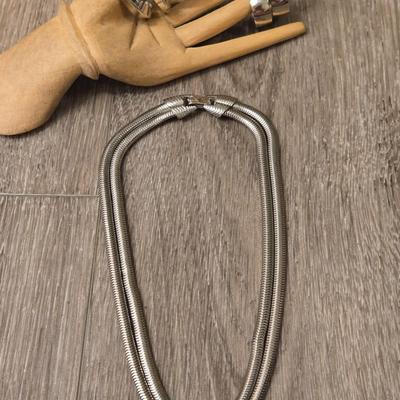 Silver Necklace & (2) Sets of Hoops