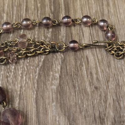 (2) Purple Beaded Necklaces