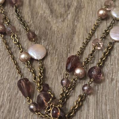 (2) Purple Beaded Necklaces
