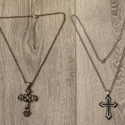 (2) Cross Pendant Necklaces