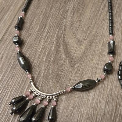 Hematite Necklace and (2) Bracelets