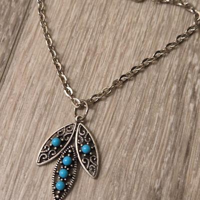 Turquoise Color Cross Necklace and (2) Bracelets