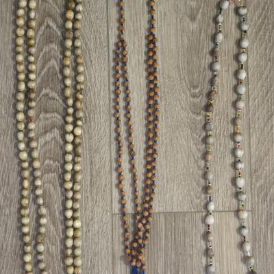 (3) Beaded Necklaces - Seeds and Shells