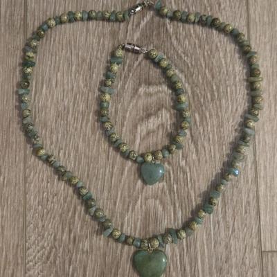 Jade Bead Necklace & Bracelet