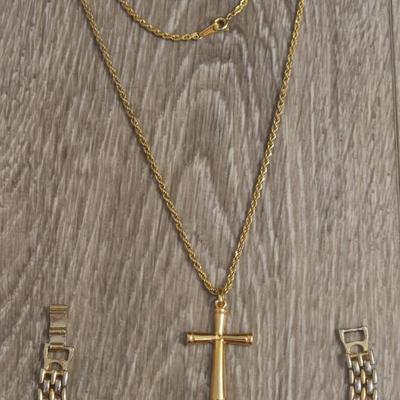 Cross Necklace and JESUS id Bracelet