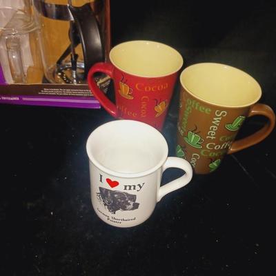 MR COFFEE 6 PC COFFEE PRESS SET, 2 SERVING BOWLS AND MUGS