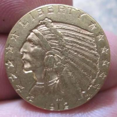 5 DOLLAR 1912 INDIAN US GOLD COIN IN XVF