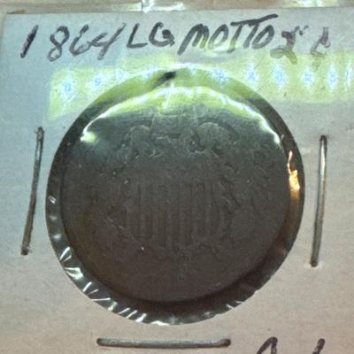 1864 LARGE MOTTO 2 cent U S COIN G6