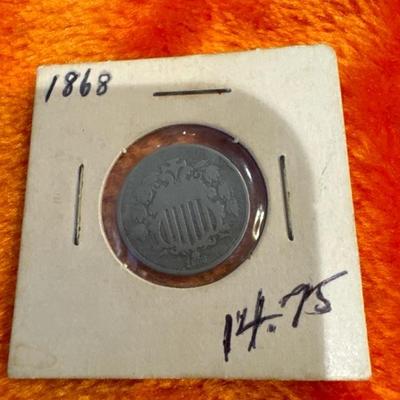 1868 SHIELD NICKLE VF U S COIN .5c