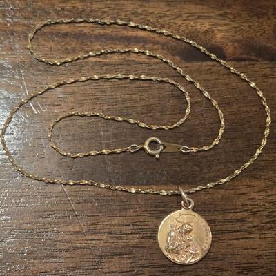 Gold Plated Religious Medallion Necklace