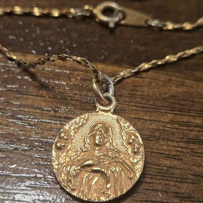 Gold Plated Religious Medallion Necklace