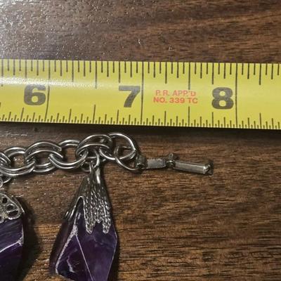 Faux Amethyst Charm Bracelet