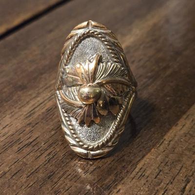 Sterling Silver and 12k Gold Native American Ring by JULIA MARTINEZ