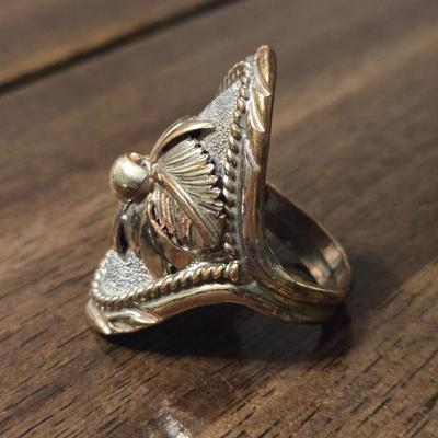 Sterling Silver and 12k Gold Native American Ring by JULIA MARTINEZ