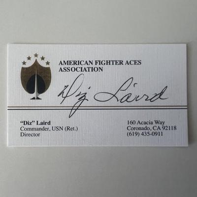 U.S. Navy ace Dean S. Laird signed business card 