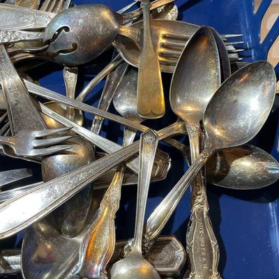 Vintage Assortment of Silver-Plated Flatware Receive all that is Pictured.